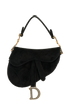 Crystal Mini Saddle, &pound;1,800, Handbags, Black, Suede, Front view